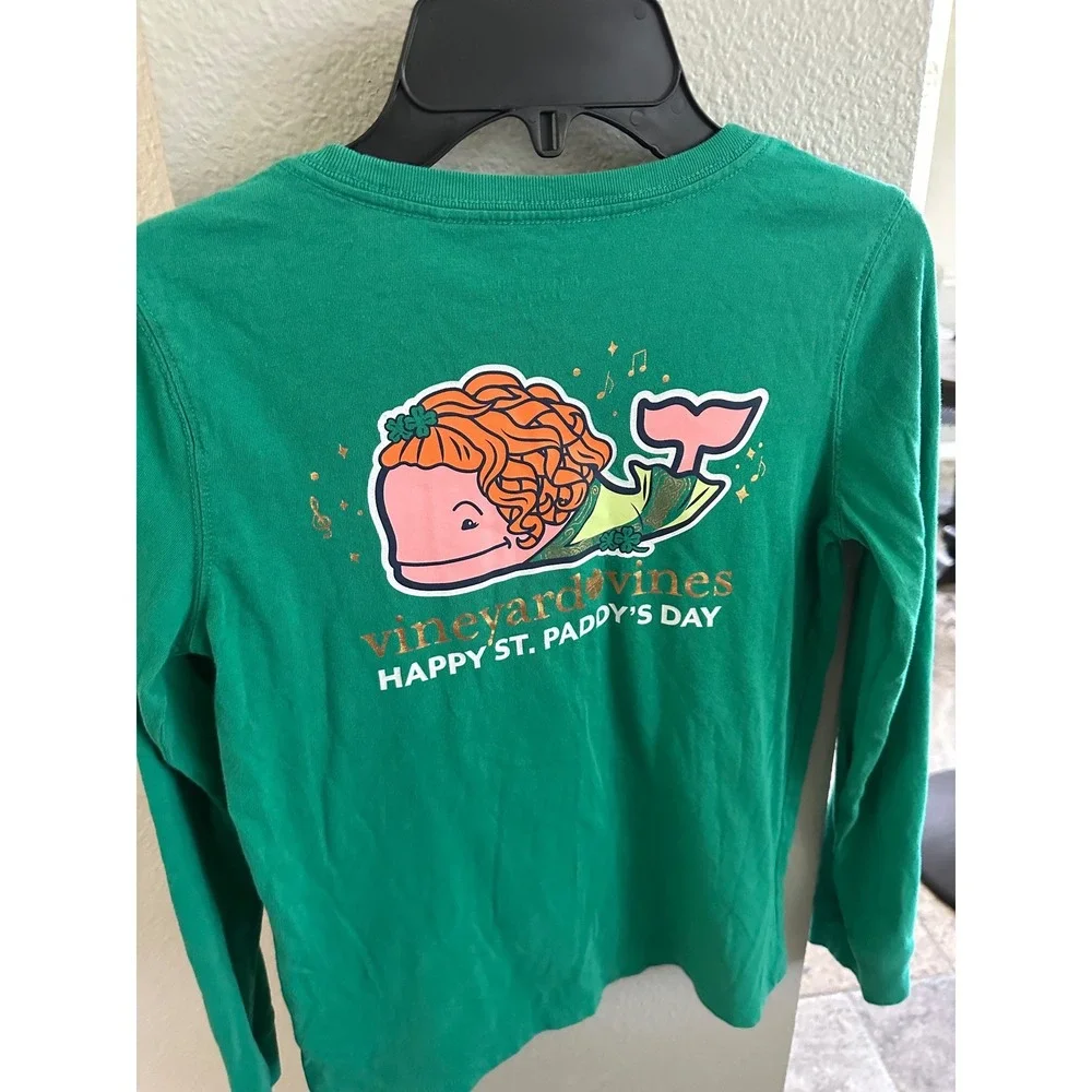 Vineyard Vines Kids Green St Patricks Day Long Sleeve Pocket TShirt Size M 10-12